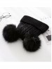 Double Pom Pom Knitted Hat  (Plush Inside)